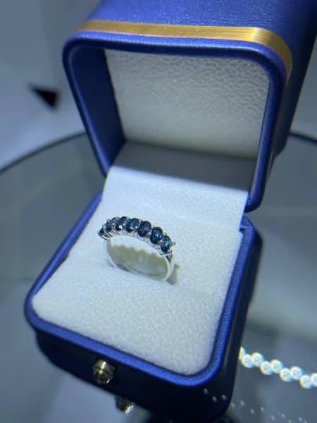 Серебряное кольцо 925 пробы с синим турмалином 0.2 карата - 2