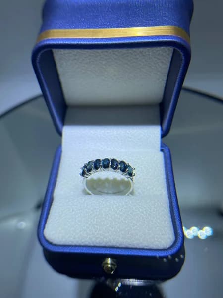 Серебряное кольцо 925 пробы с синим турмалином 0.2 карата - 3