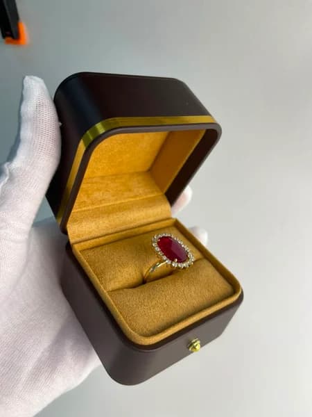 Кольцо из золота 585 пробы с рубином 7 карат и бриллиантами 2мм - 6